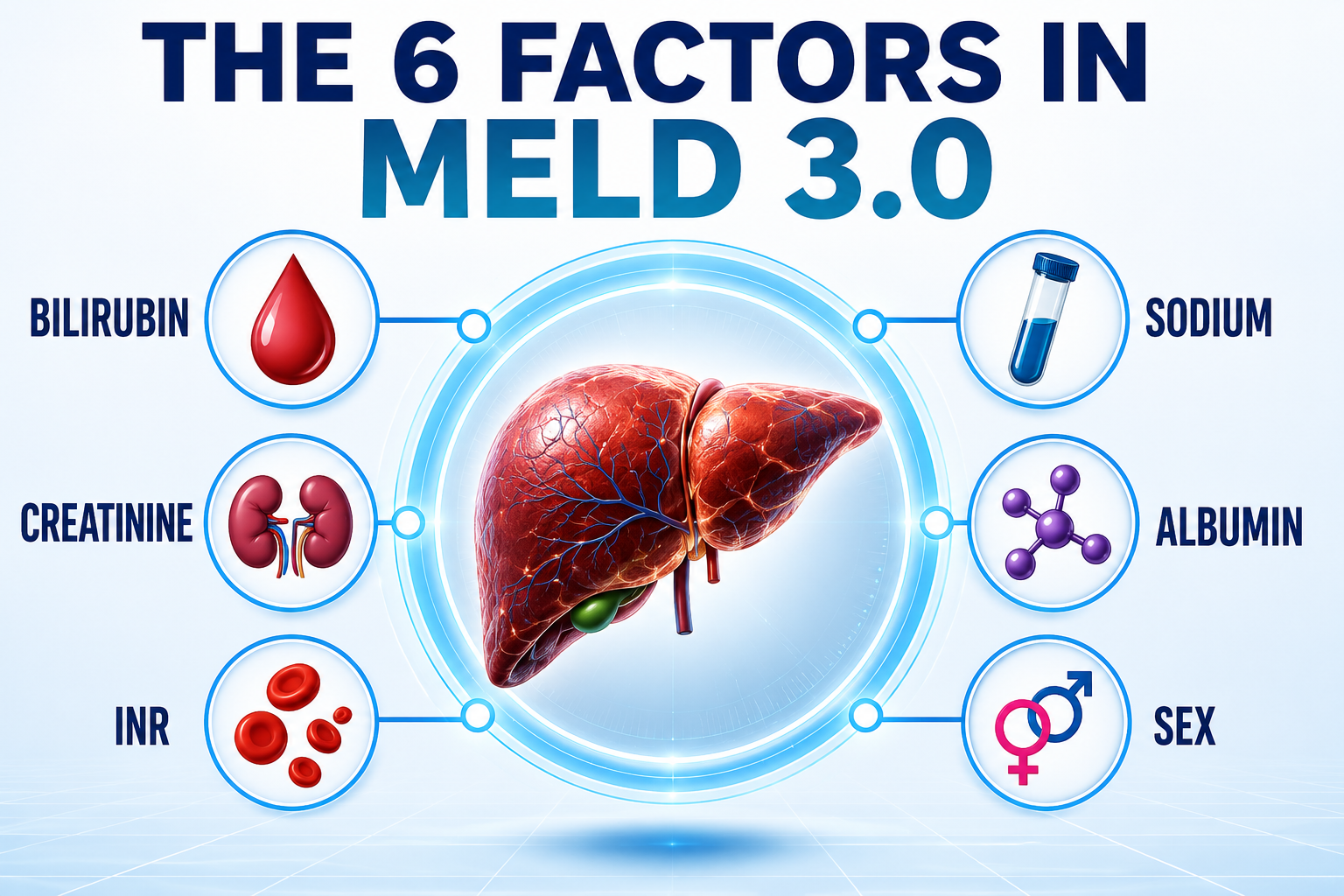 Timeline showing the evolution of the MELD score from 2002 to MELD 3.0 in 2023
